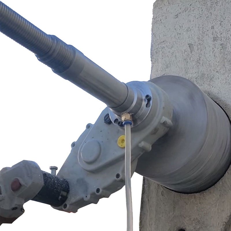 HKCD200 Easy Concrete Core Drill Machine is Drilling a concrete wall