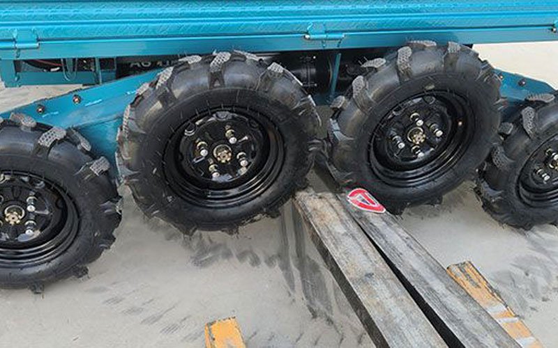 wheels of the off road wheelbarrow